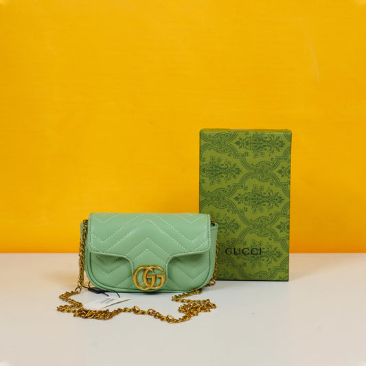 Marmont Mini Matelasse Shoulder Bag With OG Box & Dust Bag (Green - 909)