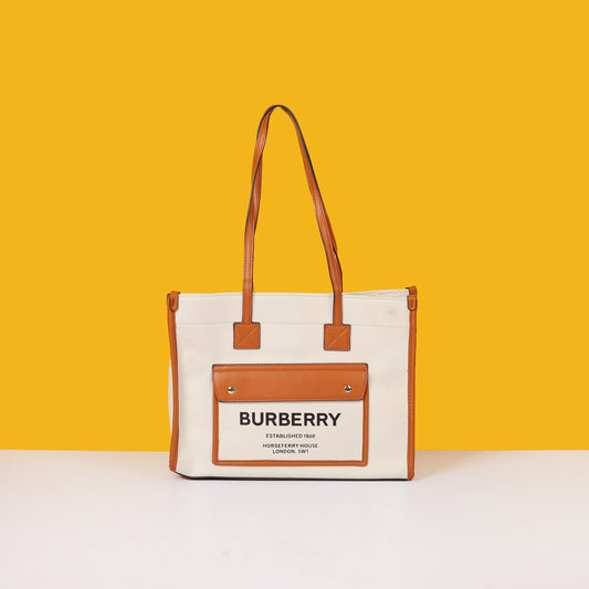 Horseferry London Tote Bag With Dust Bag (White Brown - 986)