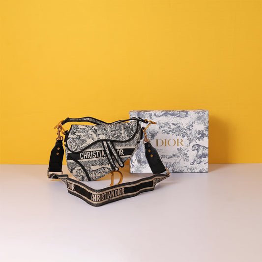Saddle Black Embroidery With OG Box & Dust Bag (Black Tiger - 129)