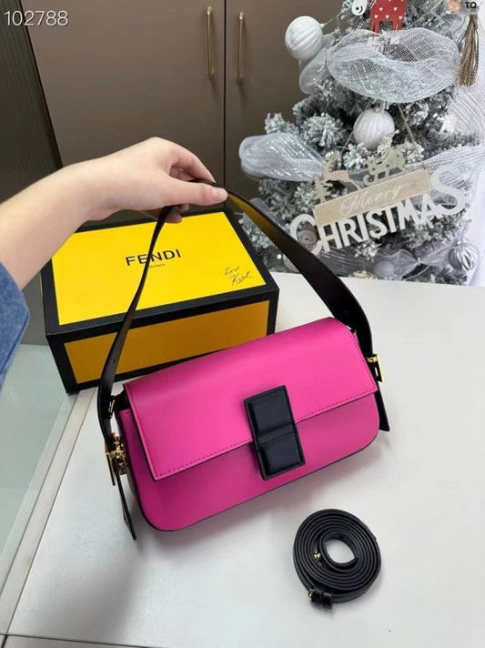 Baguette Twist Premium Shoulder Crossbody Bag With OG Box & Dust Bag & 2 Belts (Pink - 930)