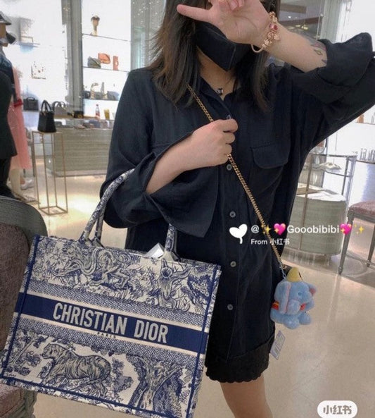 Book Tote Blue With OG Box & Dust Bag & Scarf (Blue Tiger - 572)