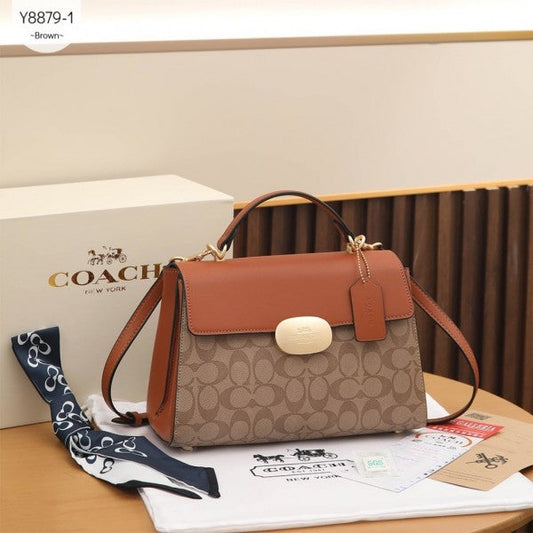 Eliza Top Handle Premium Crossbody Bag With OG Magnetic Gift Box & Dust Bag (Tan Brown - 912)