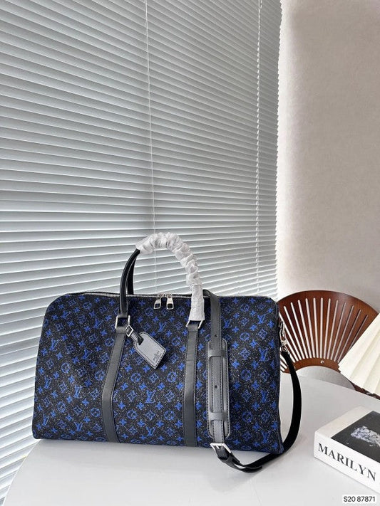Keepall Bandoulire NBA Edition Premium Monogram Unisex Duffle Bag With Dust Bag & Accessories (Black Blue - 681)