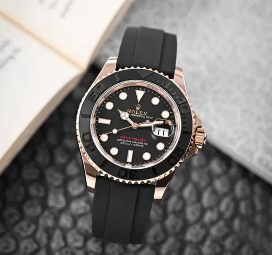 Rolex Yacht master Silicon band Rosegold black Virat kholi watch