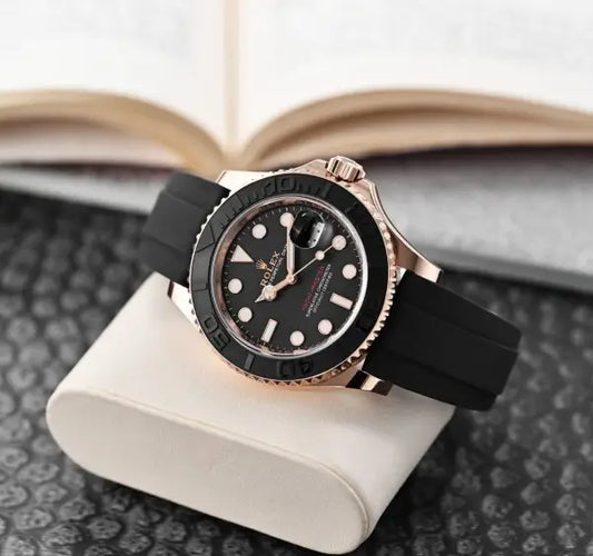 Rolex Yacht master Silicon band Rosegold black Virat kholi watch