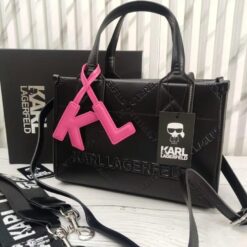 Karl Lagerfeld KSquare Embossed Small Tote Bag With OG Box & Dust Bag (KA52 Black Black)*π€π