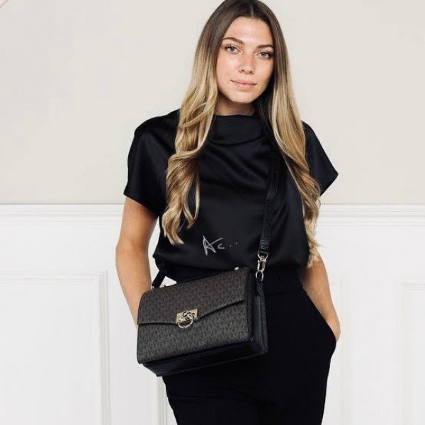 Michael_Kors Hendrix Logo Cross Body Bag With OG Box & Dust Bag (21009 Black)