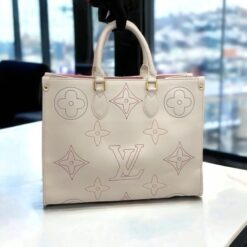 Louis Vuitton LV On The Go Monogram Leather Tote Bag With Dust Bag (Cream - 695)